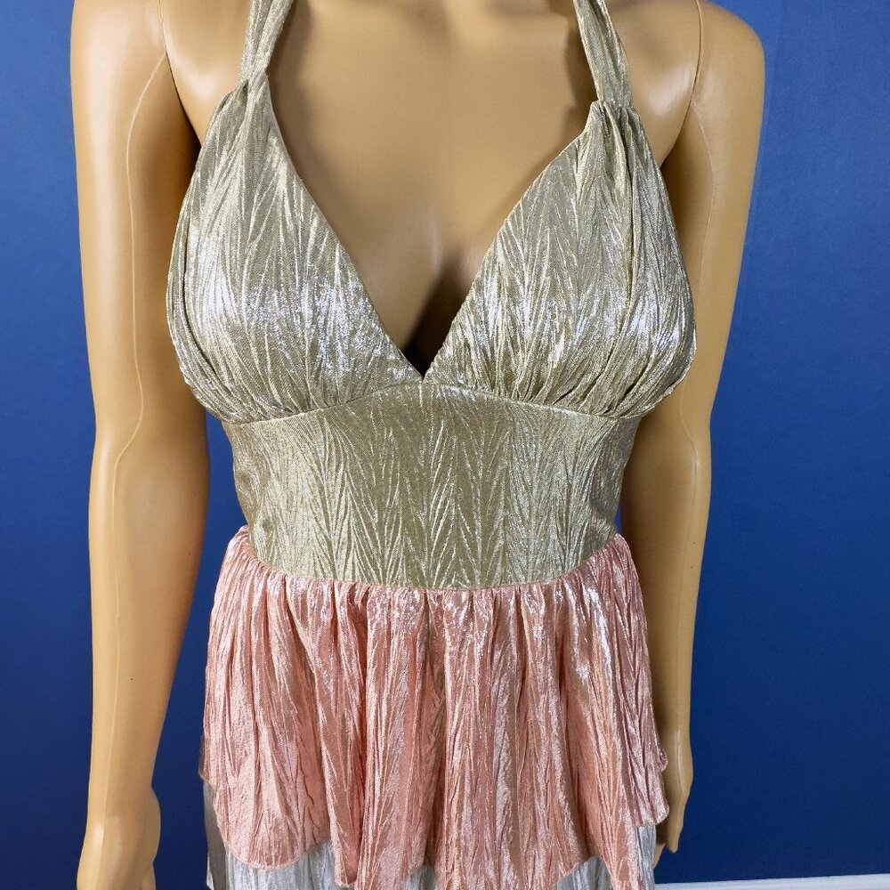 Betsy Johnson Tiered Metallic Gown Size 2